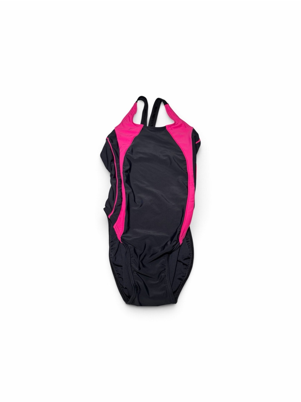 Sporti Black Hot Pink Piped Splice One Piece Swimsuit Size 34 NWT